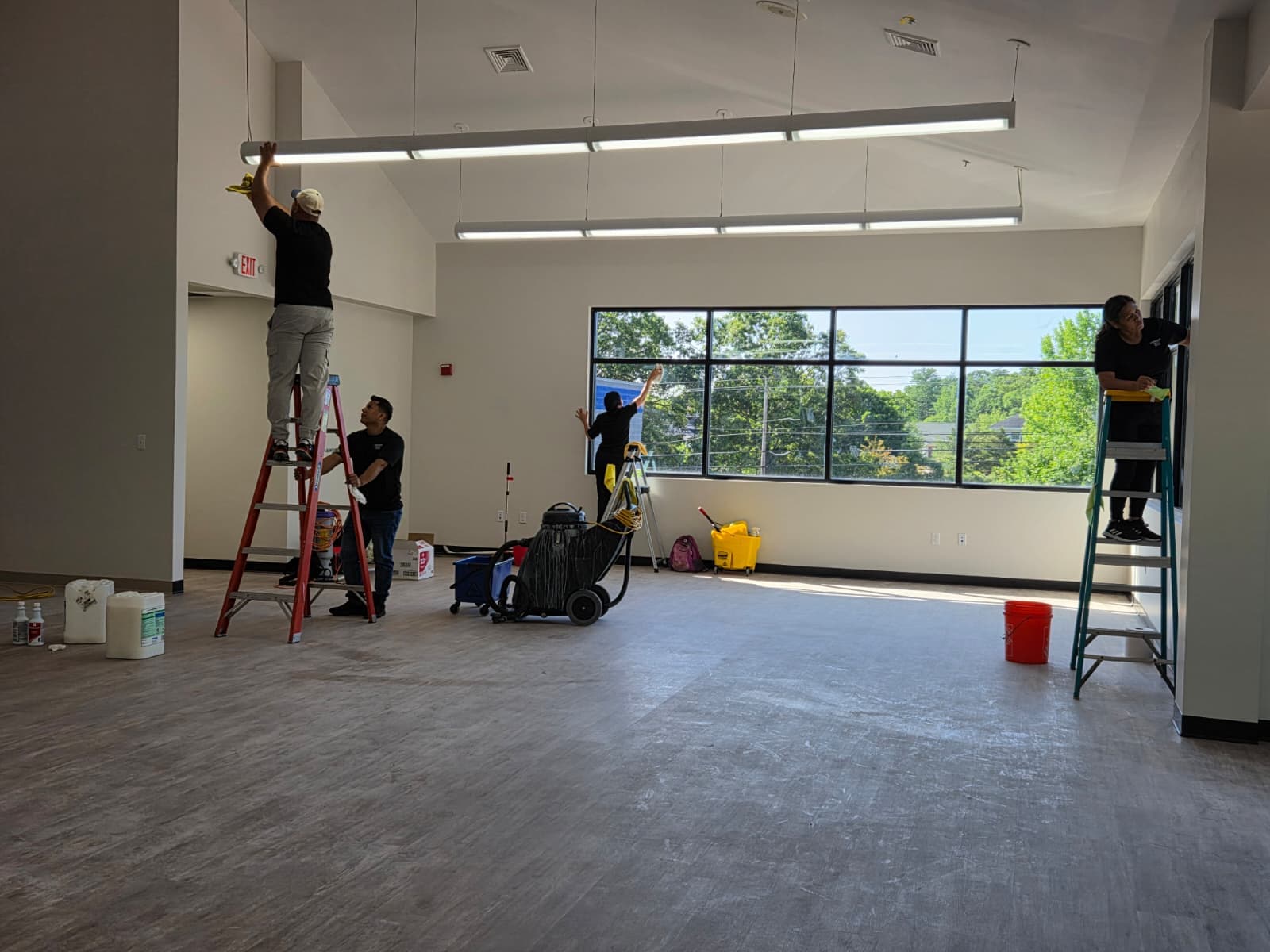 Professional commercial cleaning team